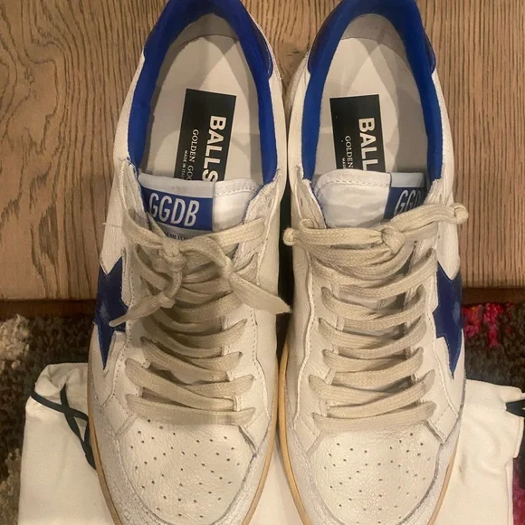 Golden Goose Ball Star Blue and White Sneakers - Picture 2 of 9